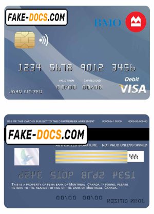 Canada Montreal bank visa card template in PSD format, fully editable