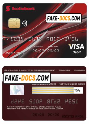 Canada Nova bank visa card template in PSD format, fully editable