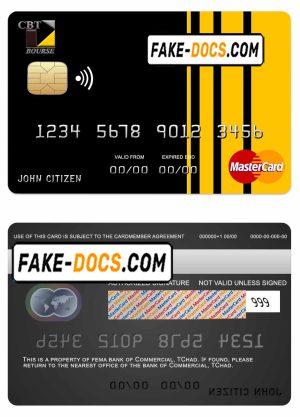 Chad Commercial bank mastercard template in PSD format, fully editable