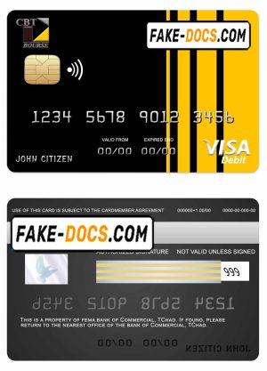 Chad Commercial bank visa card template in PSD format, fully editable
