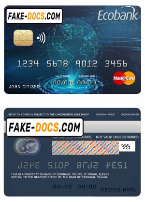 Chad Ecobank mastercard credit card template in PSD format, fully editable