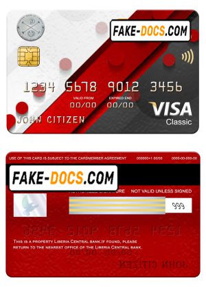 Liberia Central bank visa classic card, fully editable template in PSD format