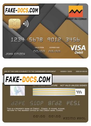 Congo Credit bank visa credit card template in PSD format, fully editable Congo Credit bank visa credit card template in PSD format, fully editable