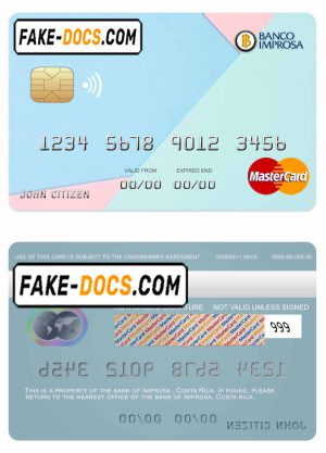 Costa Rica Improsa bank mastercard credit card template in PSD format, fully editable Costa Rica Improsa bank mastercard credit card template in PSD format, fully editable