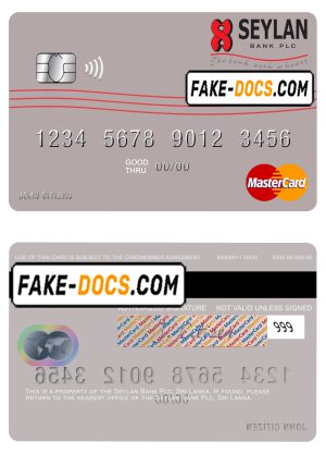 Sri Lanka Seylan Bank Plc mastercard card template in PSD format