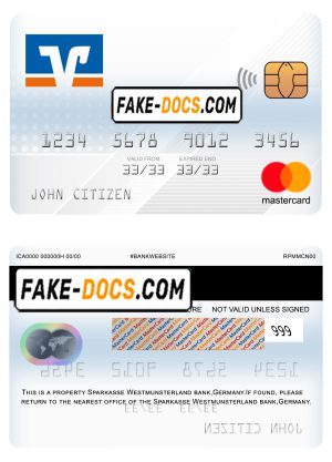 Germany Volksbank Jever bank mastercard template in PSD format, fully editable