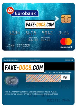 Greece Eurobank Ergasias bank mastercard template in PSD format, fully editable Greece Eurobank Ergasias bank mastercard template in PSD format, fully editable