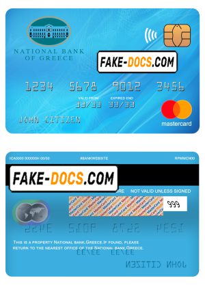 Greece National bank mastercard template in PSD format, fully editable Greece National bank mastercard template in PSD format, fully editable