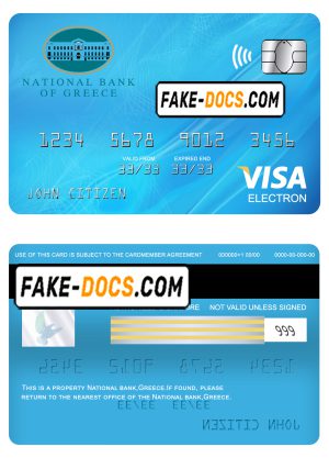 Greece National bank visa electron card template in PSD format, fully editable Greece National bank visa electron card template in PSD format, fully editable