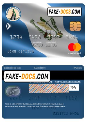Guatemala Banco de Guatemala bank mastercard template in PSD format, fully editable