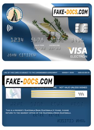 Guatemala Banco de Guatemala bank visa electron card template in PSD format, fully editable