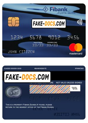 Guinea Fibank bank mastercard template in PSD format, fully editable