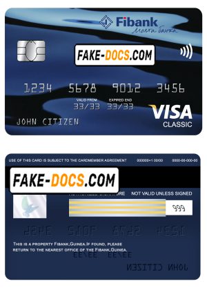Guinea Fibank bank visa classic card template in PSD format, fully editable