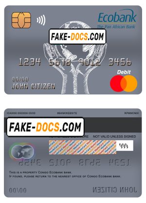Congo Ecobank bank mastercard debit card template in PSD format, fully editable Congo Ecobank bank mastercard debit card template in PSD format, fully editable