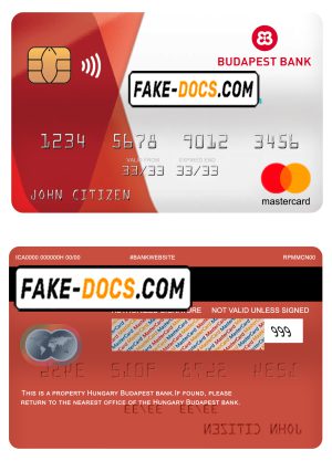 Hungary Budapest bank mastercard, fully editable template in PSD format