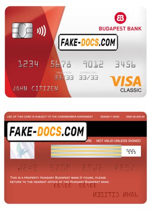 Hungary Budapest bank visa classic card, fully editable template in PSD format