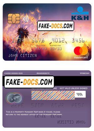 Hungary K&H bank mastercard, fully editable template in PSD format