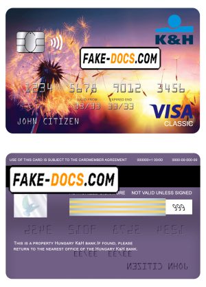 Hungary K&H bank visa classic card, fully editable template in PSD format