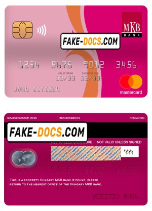 Hungary MKB bank mastercard, fully editable template in PSD format Hungary MKB bank mastercard, fully editable template in PSD format