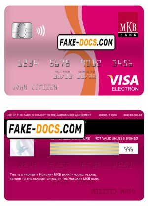 Hungary MKB bank visa electron card, fully editable template in PSD format Hungary MKB bank visa electron card, fully editable template in PSD format