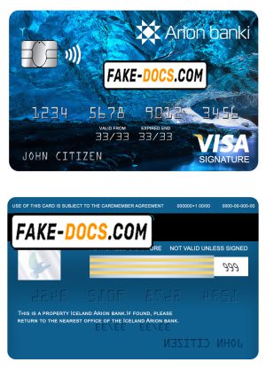 Iceland Arion bank visa signature card, fully editable template in PSD format Iceland Arion bank visa signature card, fully editable template in PSD format