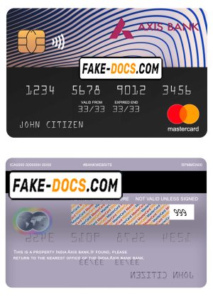 India Axis bank mastercard, fully editable template in PSD format India Axis bank mastercard, fully editable template in PSD format