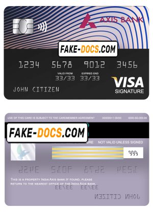 India Axis bank visa signature card, fully editable template in PSD format India Axis bank visa signature card, fully editable template in PSD format