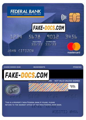 India Federal bank mastercard, fully editable template in PSD format India Federal bank mastercard, fully editable template in PSD format