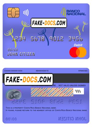 Costa Rica Banco Nacional de Costa Rica mastercard debit card template in PSD format, fully editable Costa Rica Banco Nacional de Costa Rica mastercard debit card template in PSD format, fully editable