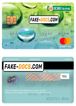 India IDBI bank mastercard, fully editable template in PSD format