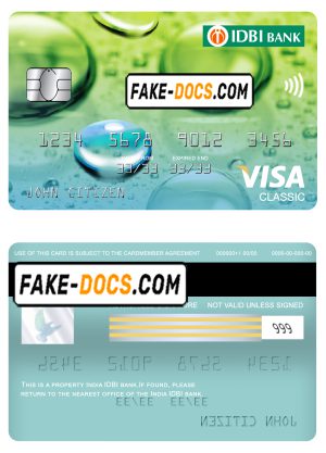 India IDBI bank visa classic card, fully editable template in PSD format