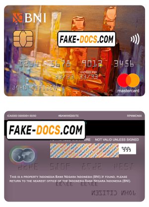 Indonesia bank Negara Indonesia (BNI) bank mastercard, fully editable template in PSD format Indonesia bank Negara Indonesia (BNI) bank mastercard, fully editable template in PSD format
