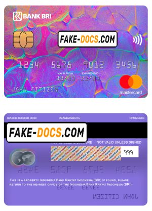 Indonesia bank Rakyat Indonesia (BRI) bank mastercard, fully editable template in PSD format Indonesia bank Rakyat Indonesia (BRI) bank mastercard, fully editable template in PSD format