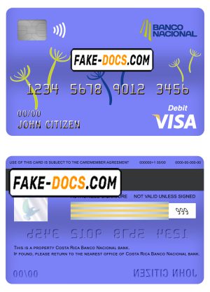 Costa Rica Banco Nacional de Costa Rica visa card debit card template in PSD format, fully editable Costa Rica Banco Nacional de Costa Rica visa card debit card template in PSD format, fully editable
