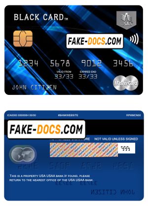 USA USAA bank mastercard, fully editable template in PSD format