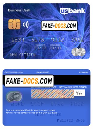 USA U.S. bank mastercard, fully editable template in PSD format