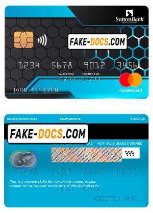 USA Sutton bank mastercard fully editable template in PSD format