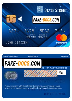 USA State Street Corporation bank mastercard fully editable template in PSD format