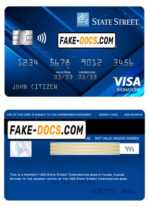USA State Street Corporation bank visa signature card fully editable template in PSD format