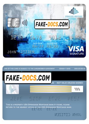 USA Springside Mortgage bank visa signature card fully editable template in PSD format