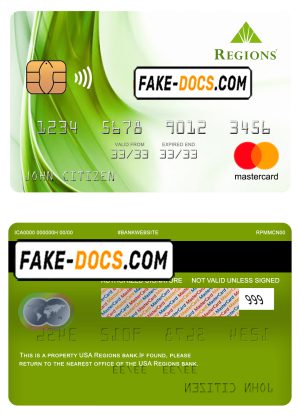 USA Regions bank mastercard fully editable template in PSD format
