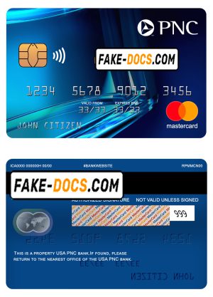 USA PNC bank mastercard fully editable template in PSD format