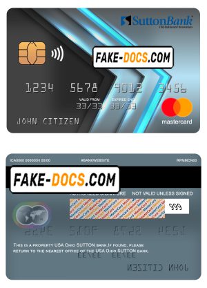 USA Ohio SUTTON bank mastercard fully editable template in PSD format