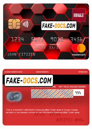 USA North Carolina BB&T Corp. bank mastercard fully editable template in PSD format