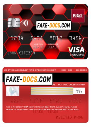 USA North Carolina BB&T Corp. bank visa signature card fully editable template in PSD format