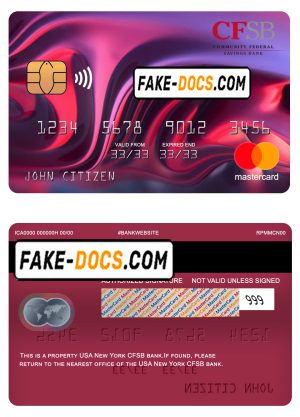 USA New York CFSB bank mastercard fully editable template in PSD format