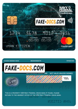 USA Navy Federal Union bank mastercard fully editable template in PSD format