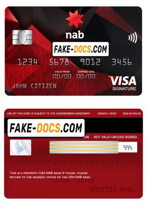 USA NAB bank visa signature card fully editable template in PSD format