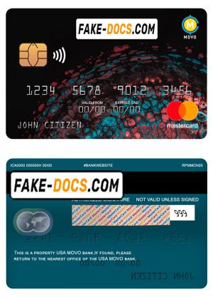 USA MOVO bank mastercard fully editable template in PSD format