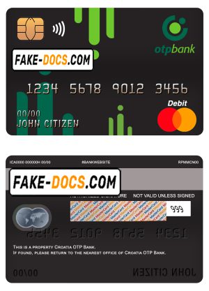 Croatia OTP bank mastercard debit card template in PSD format, fully editable
